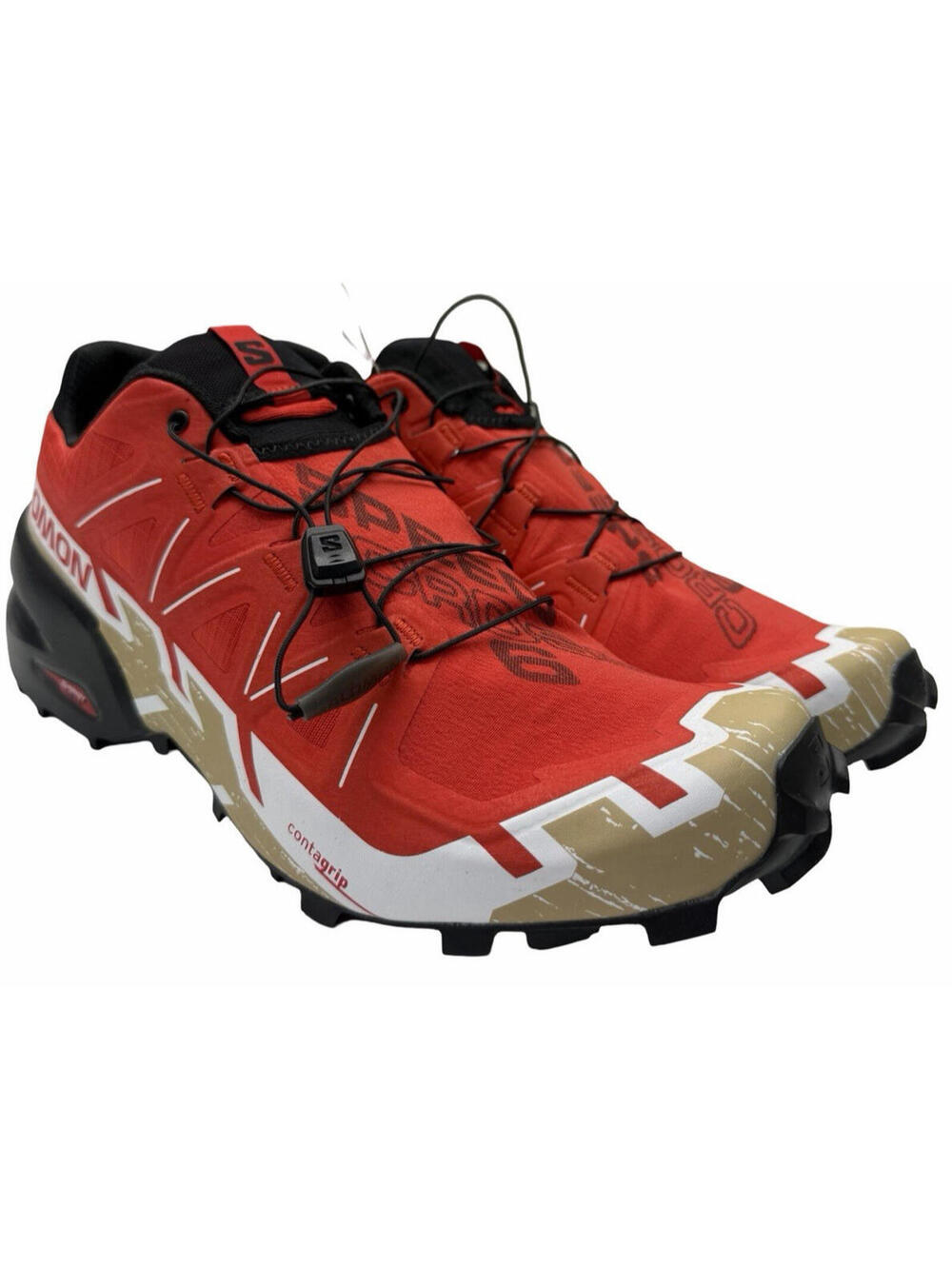 Salomon Speedcross 6 Trail Running Shoes Fiery Red Safari Black Size US 11.5